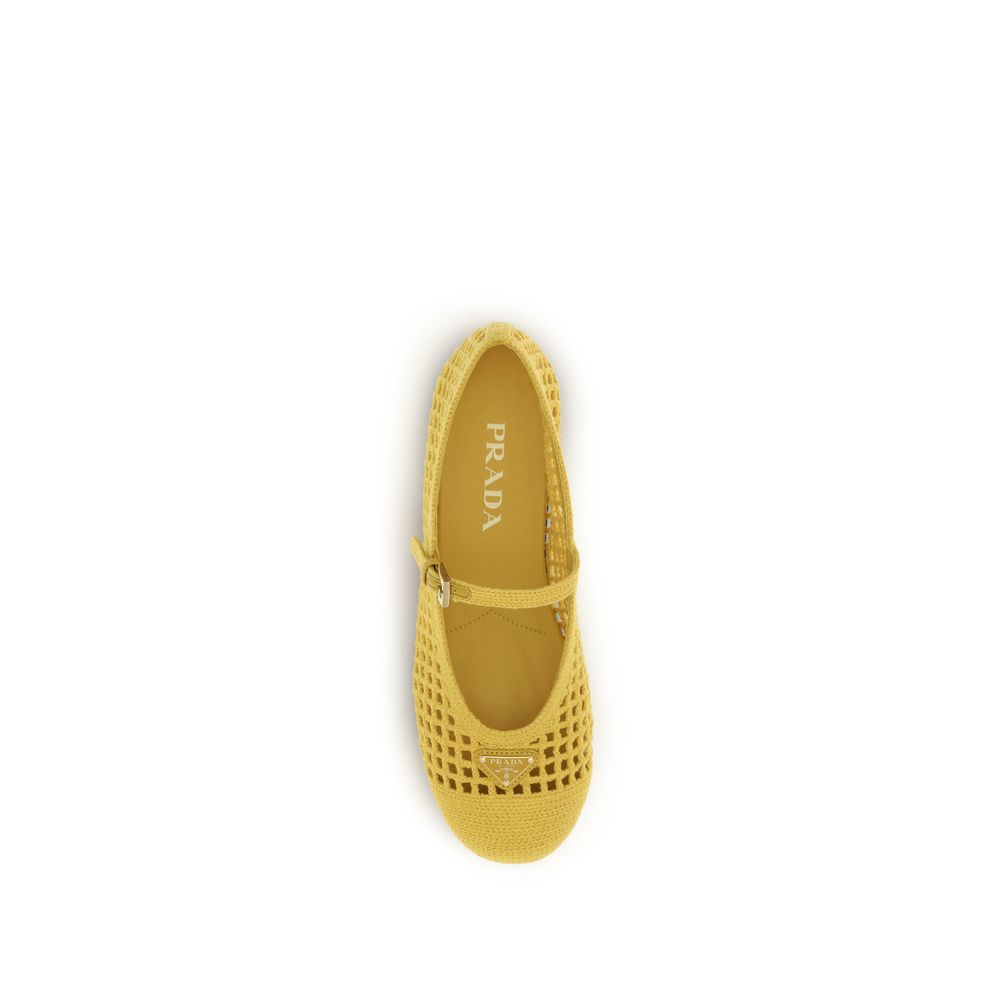 Prada Bicolor Cotton Ballet Flats