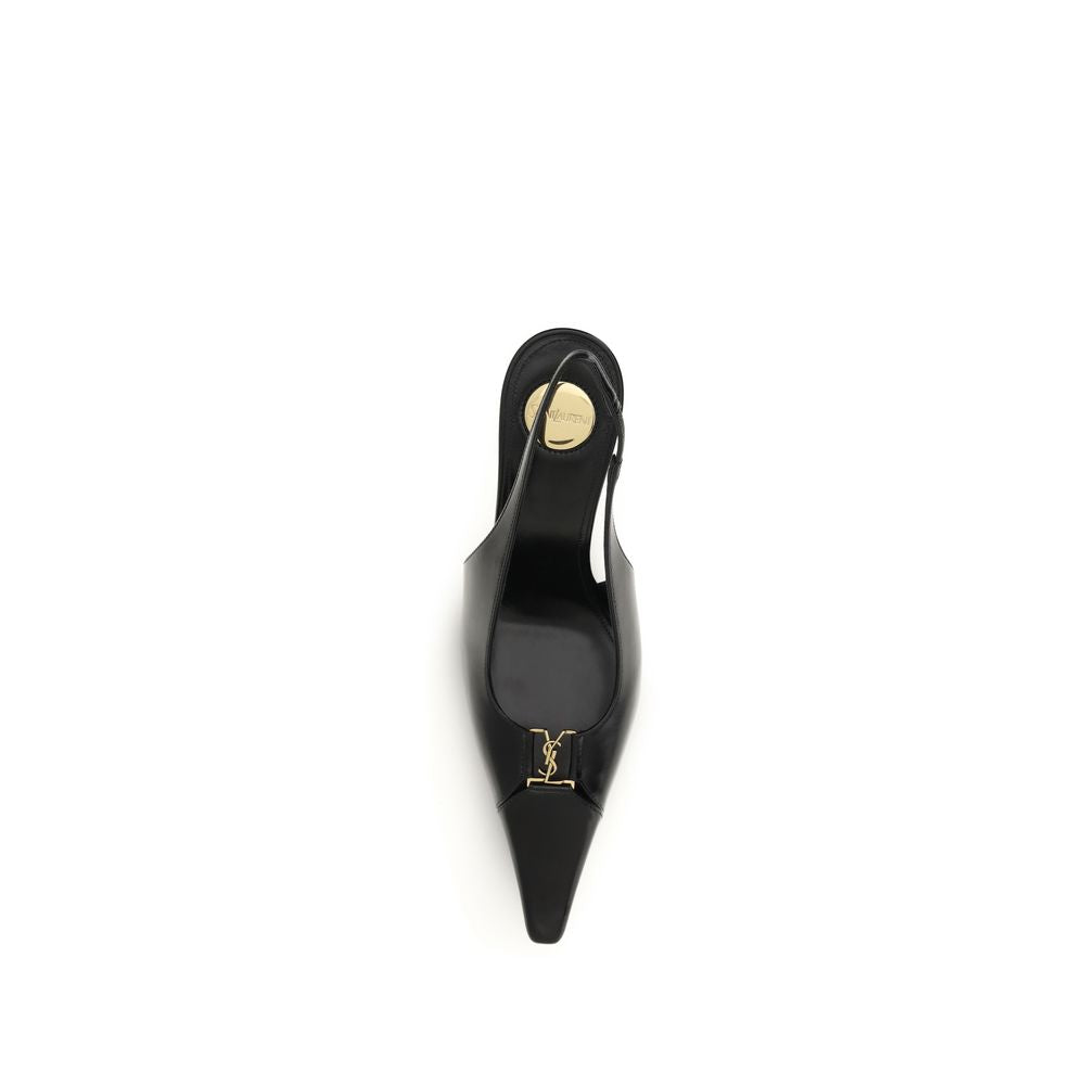 Saint Laurent Black Calf Leather Bos Taurus High Heel Pumps