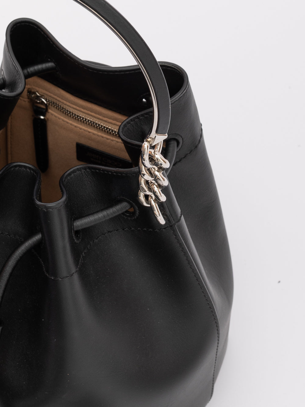Jimmy Choo Black Bon Bon Leather Bucket