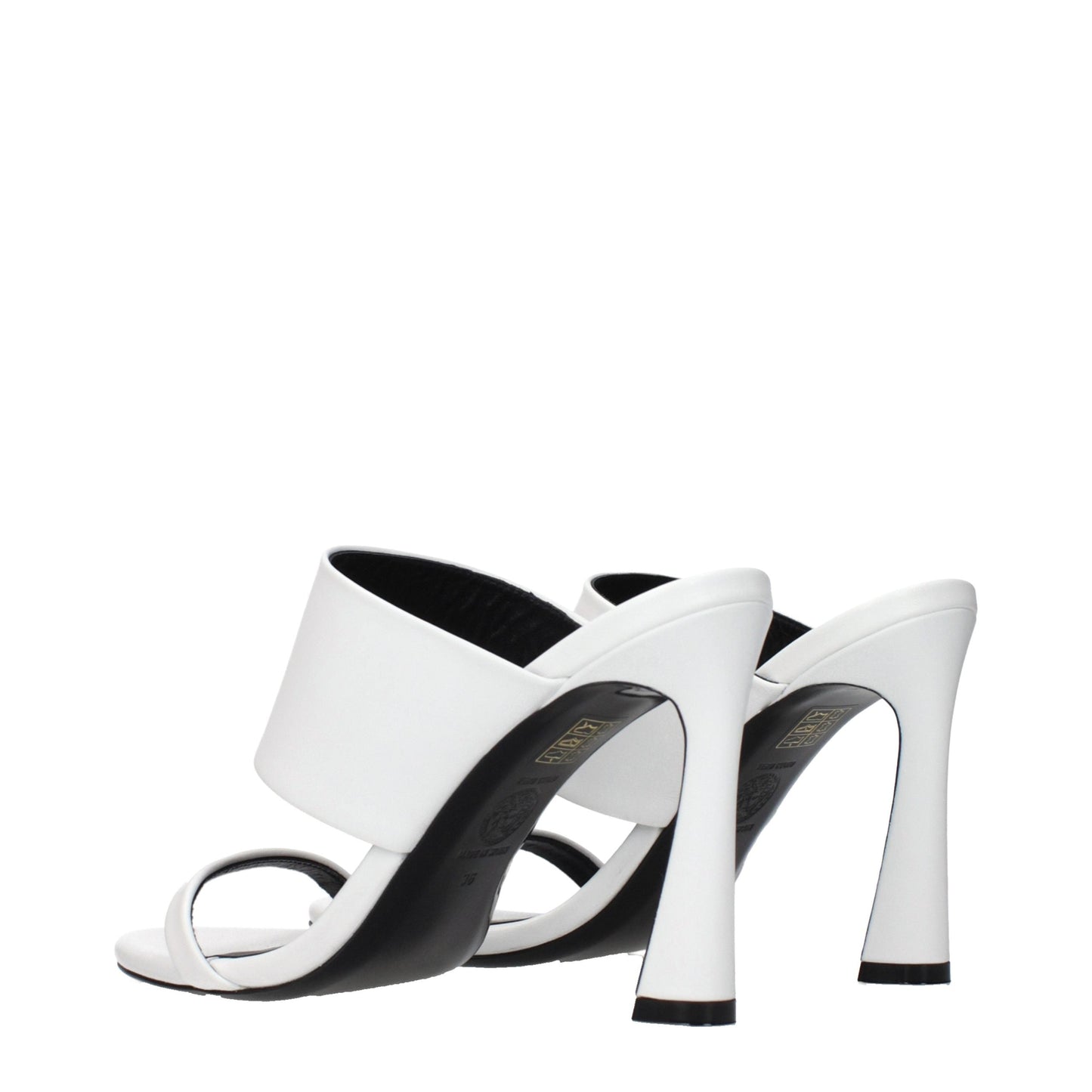 Versace White Leather Stiletto Heel Sandals