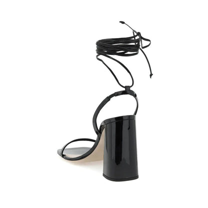 Miu Miu Black Calfskin Strap-On Sandals