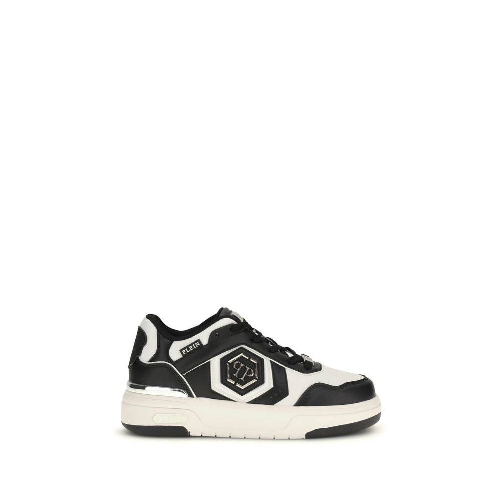 Philipp Plein Black Calf Leather Bos Taurus Athletic Sneakers