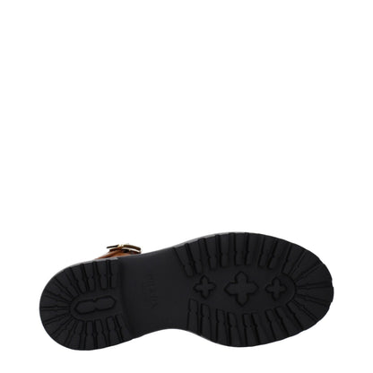 Prada Brown Leather Platform Sandals