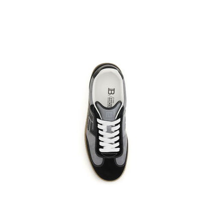 Balmain Gray Calf Leather Bos Taurus Low Top Sneakers