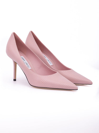 Jimmy Choo Pink Lizard Printed Leather Love 85 Pumps