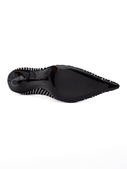 Jimmy Choo Black Mesh Satin Crystal Ixia 95 Pumps