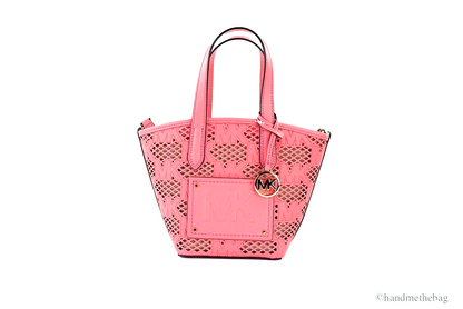 Michael Kors Kimber Small Tea Rose Leather 2-In-1 Zip Tote Messenger Bag Purse