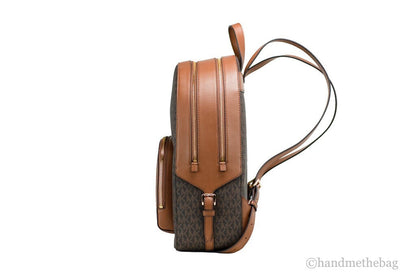 Michael Kors Jaycee Large Brown Signature PVC Shoulder Backpack Bookbag
