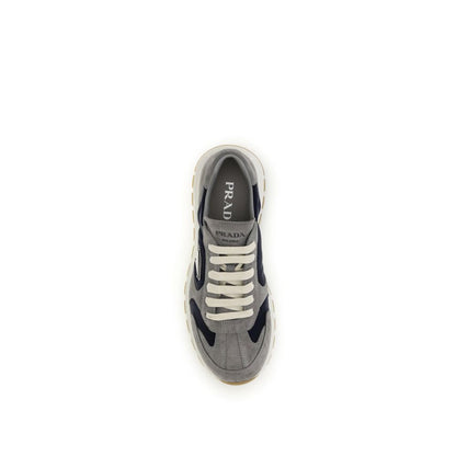 Prada Blue Calf Leather Bos Taurus Athletic Sneakers