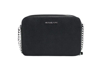 Michael Kors Jet Set Large East West Black Saffiano Leather Crossbody Handbag