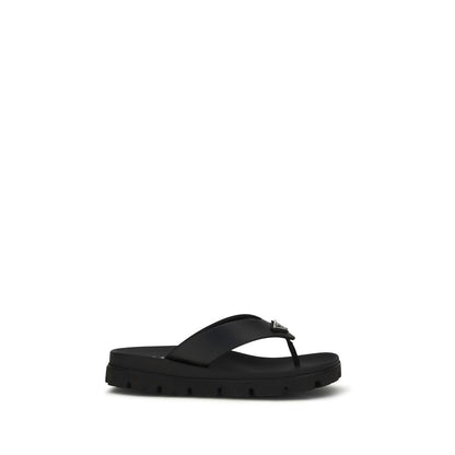 Prada Brown Calf Leather Bos Taurus Flat Sandals