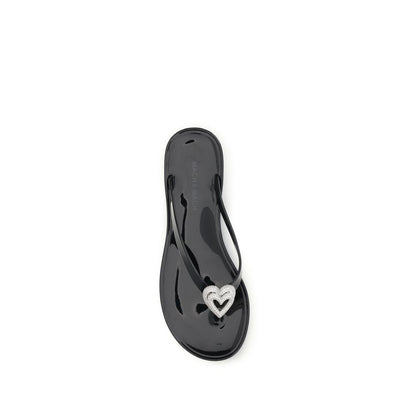 MACH & MACH Black Rubber Flat Sandals