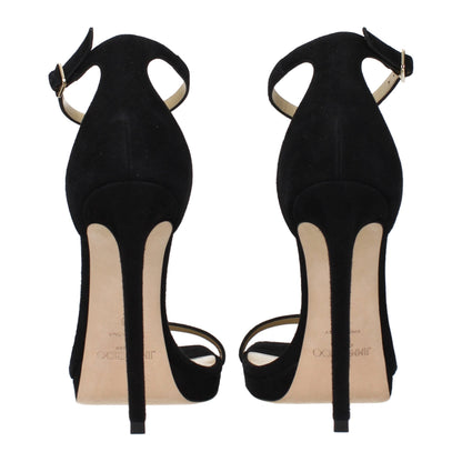 Jimmy Choo Black Leather Stiletto Heel Sandals