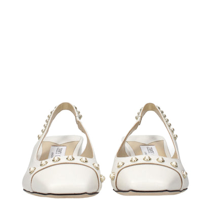 Jimmy Choo White Leather Flat Sandals