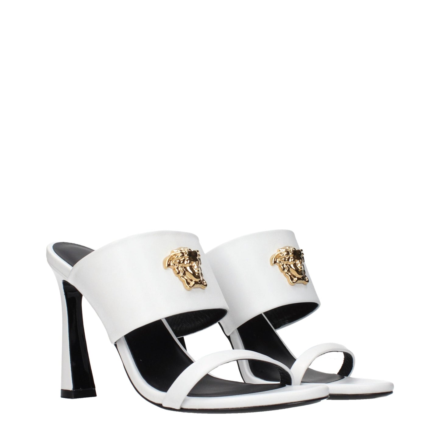 Versace White Leather Stiletto Heel Sandals