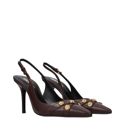 Versace Brown Leather High Heel Pumps