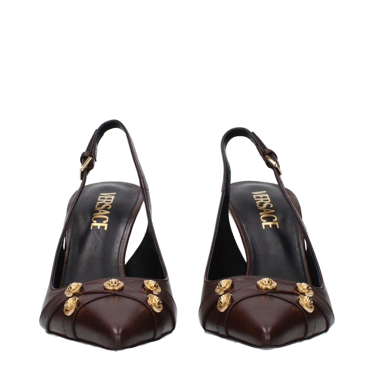 Versace Brown Leather High Heel Pumps