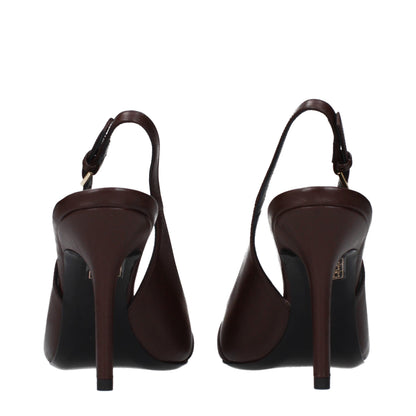 Versace Brown Leather High Heel Pumps
