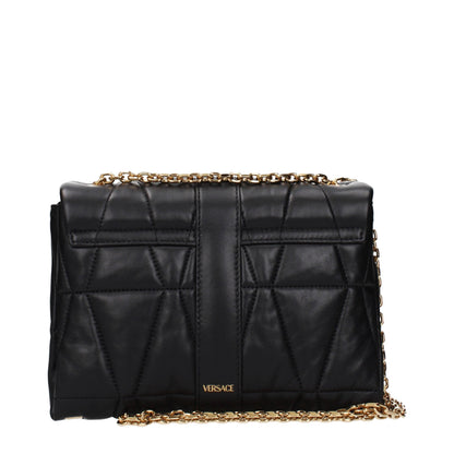 Versace Black Leather Shoulder Bag