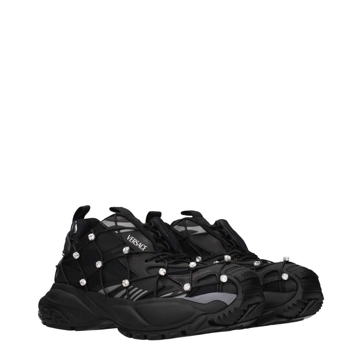Versace Black Fabric Chunky Sneakers