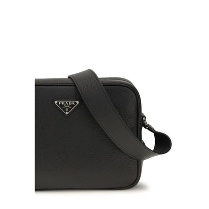 Prada Black Calf Leather Bos Taurus Shoulder Bag