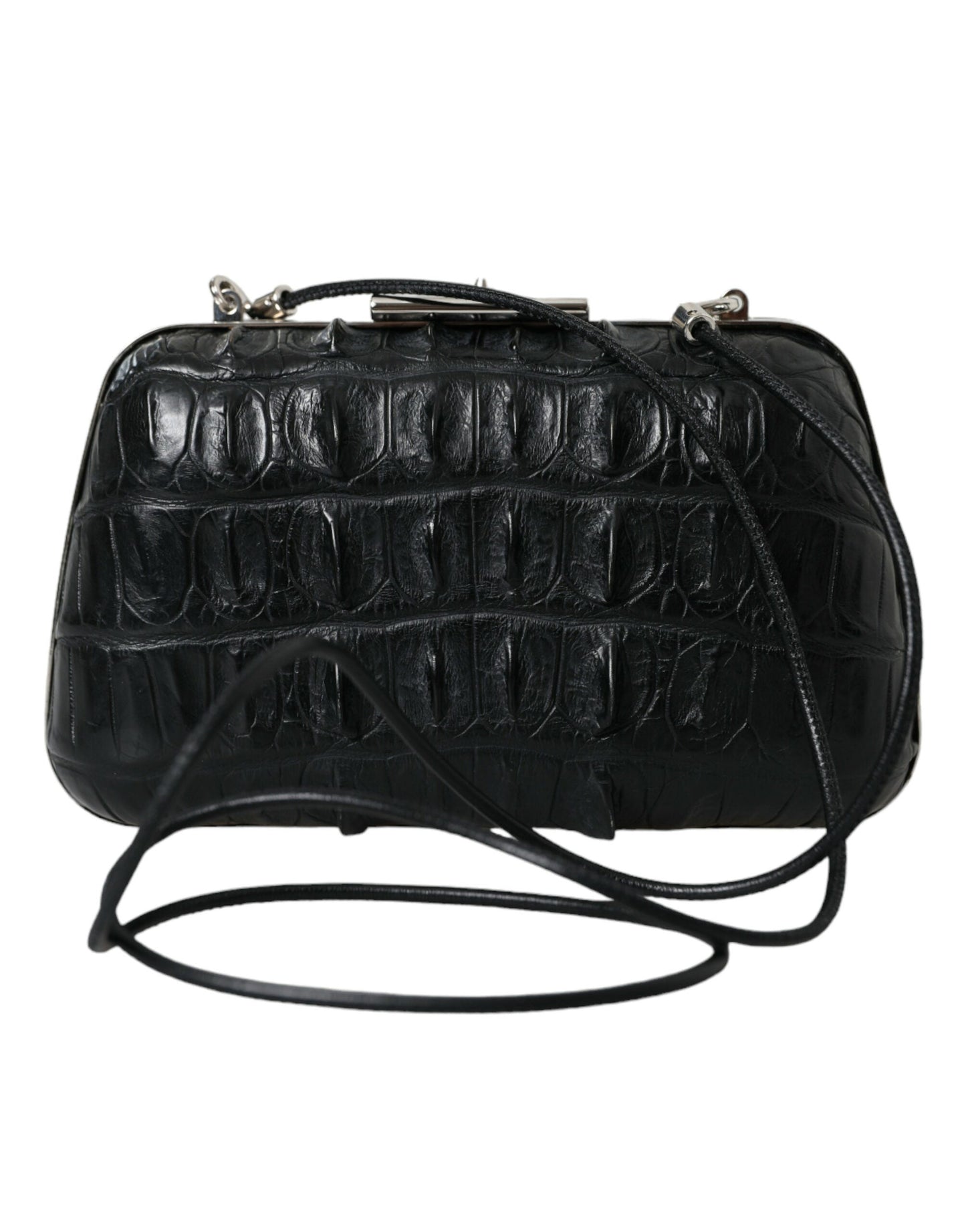 Balenciaga Black Exotic Skin Leather Shoulder Crossbody Box Clutch Bag