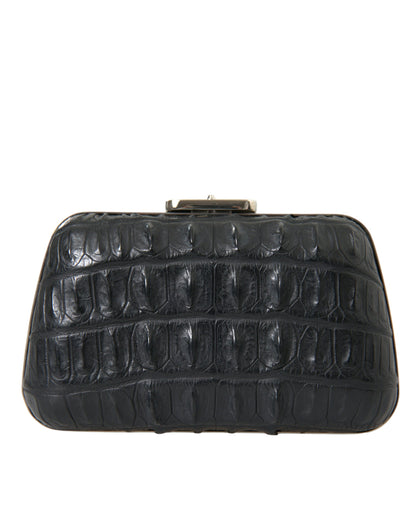 Balenciaga Black Exotic Skin Leather Shoulder Crossbody Box Clutch Bag