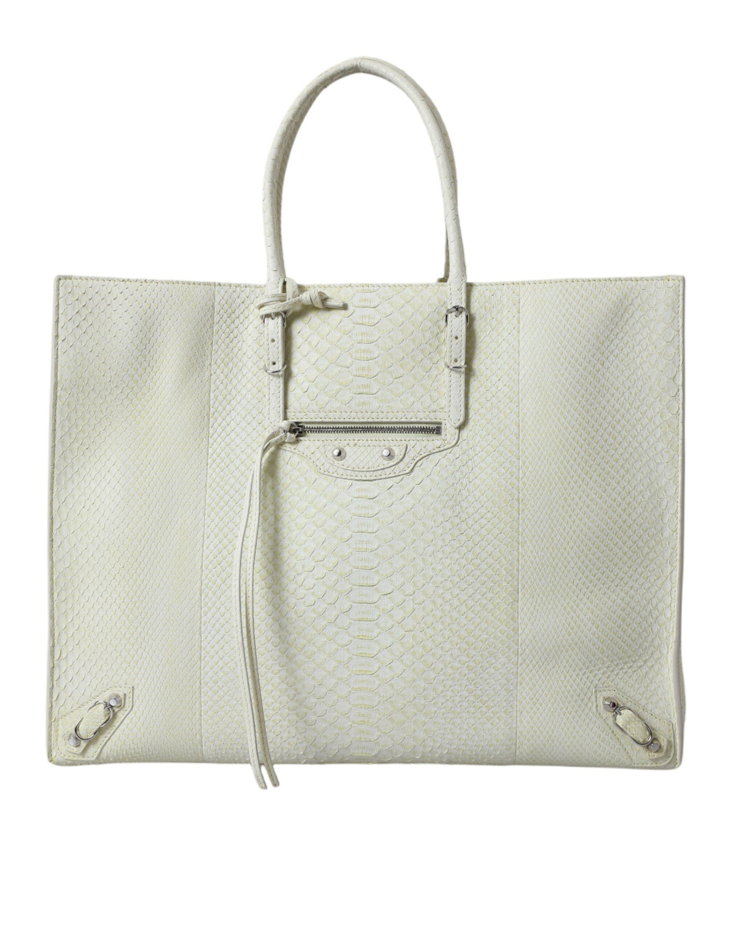 Balenciaga Papier A4 Tote — White & Yellow Python Leather