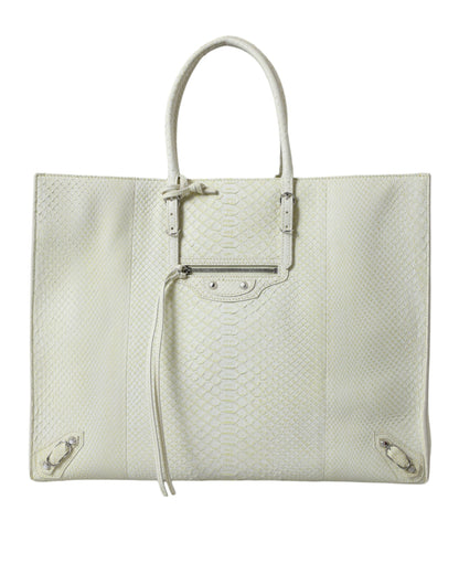Balenciaga Papier A4 Tote — White & Yellow Python Leather