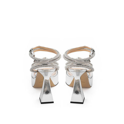 MACH & MACH Gray Leather Platform Sandals