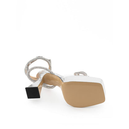 MACH & MACH Gray Leather Platform Sandals