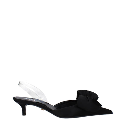 Versace Black Satin Flat Sandals