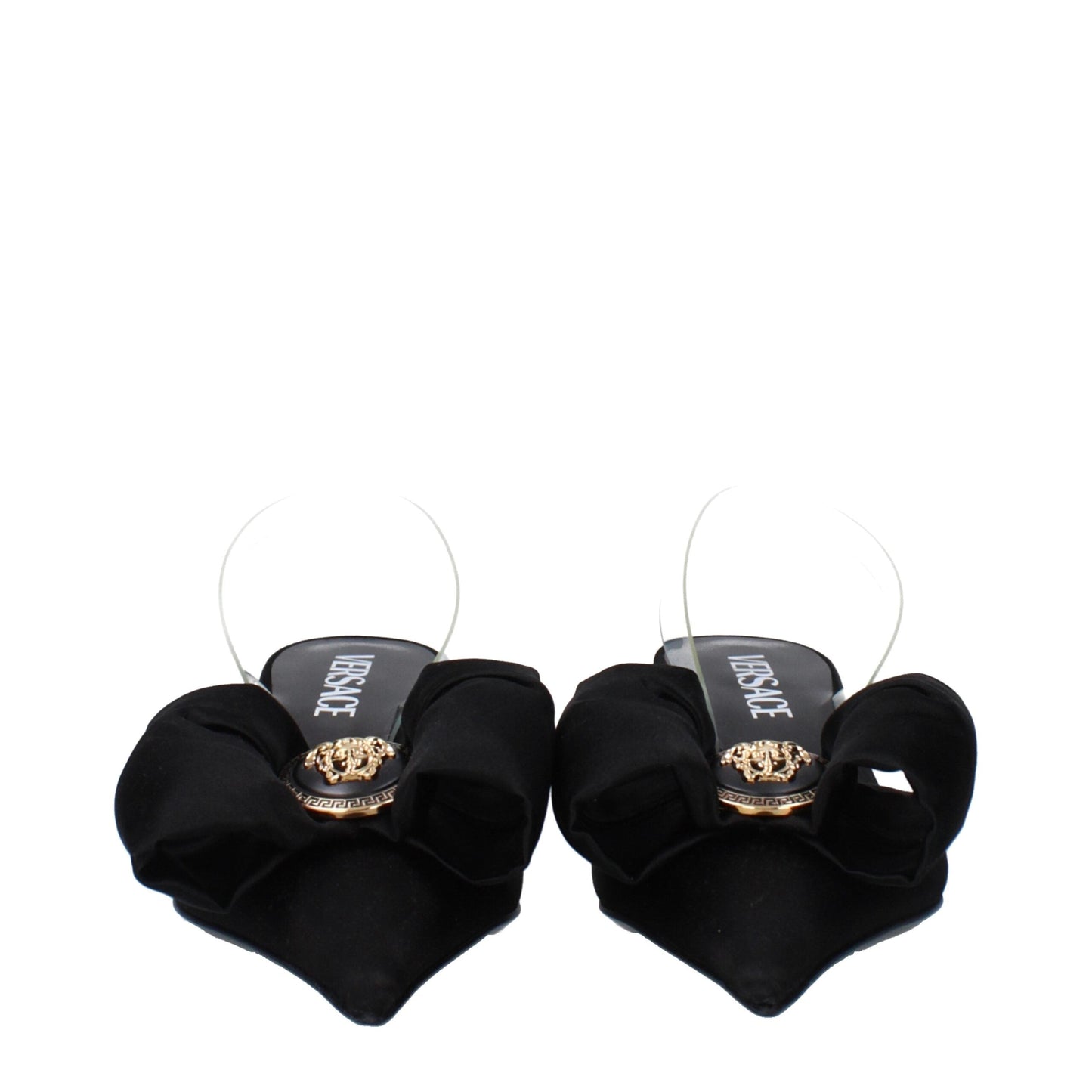 Versace Black Satin Flat Sandals