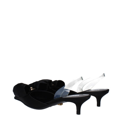 Versace Black Satin Flat Sandals