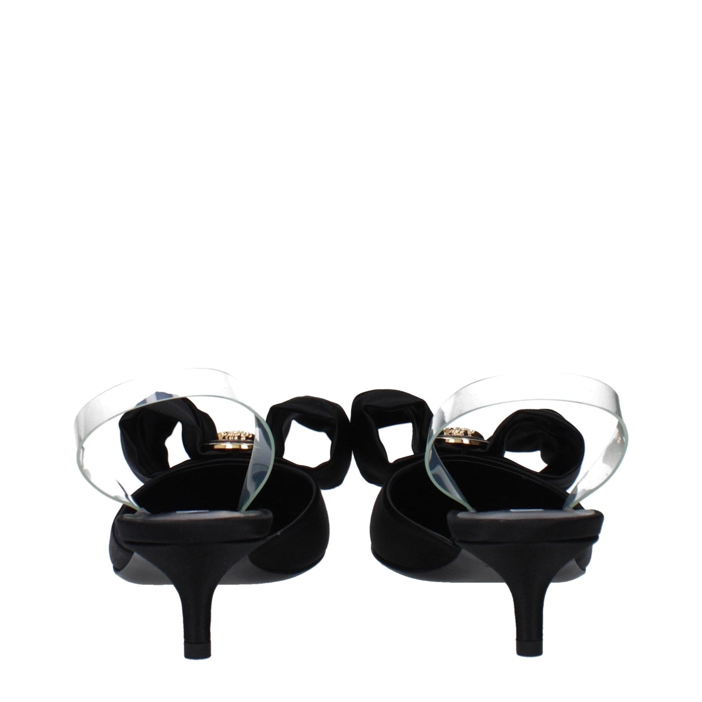 Versace Black Satin Flat Sandals