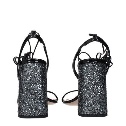 Miu Miu Black Leather Platform Sandals