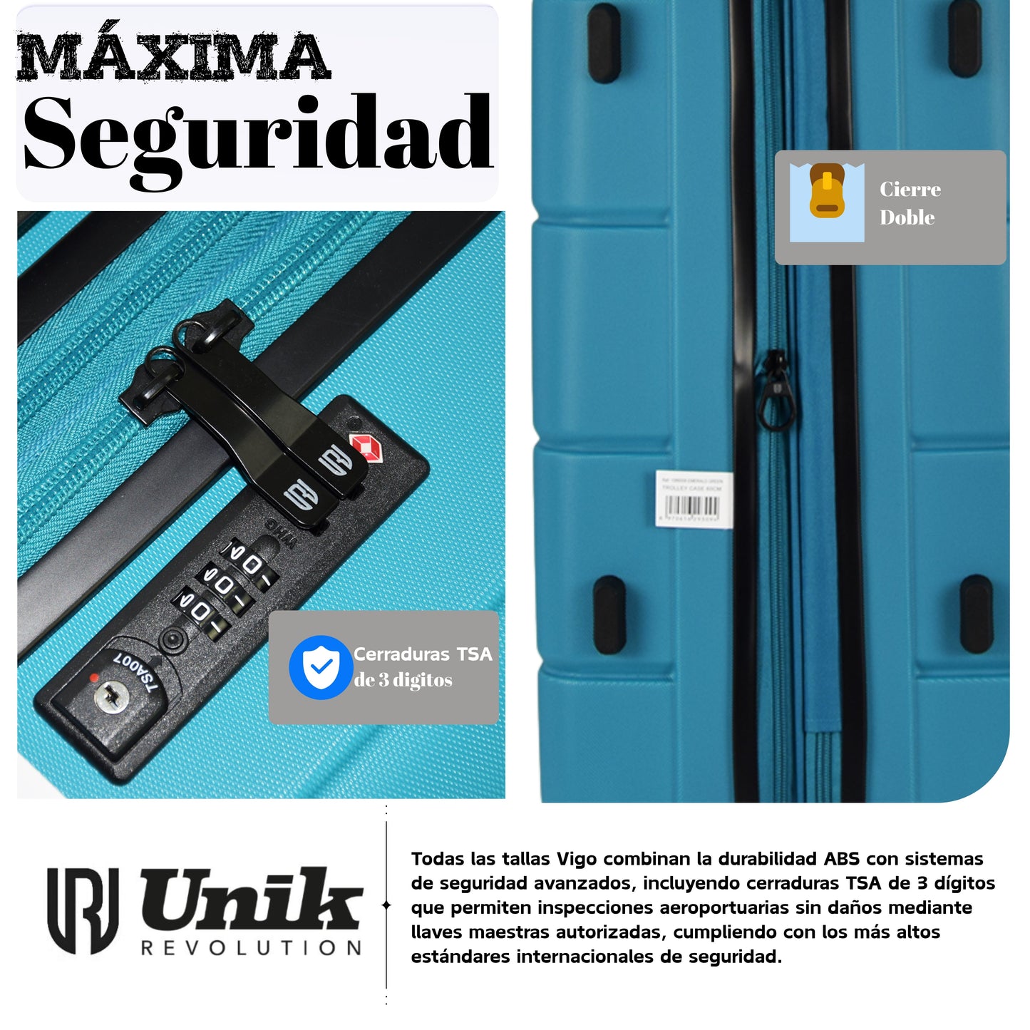 Maleta de Cabina 55x40x20 Expandible Vigo | Rígida 4 Ruedas TSA | 6 Colores