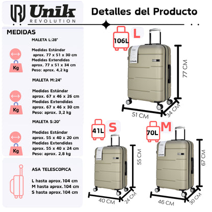 Maleta Grande Vigo | Equipaje Facturado 77cm | Expandible +20% | TSA | 4 Ruedas 360° | ABS Premium