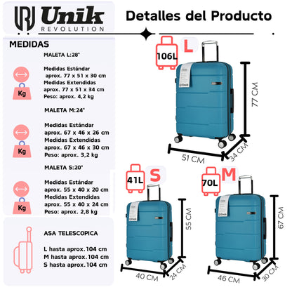 Maleta Grande Vigo | Equipaje Facturado 77cm | Expandible +20% | TSA | 4 Ruedas 360° | ABS Premium