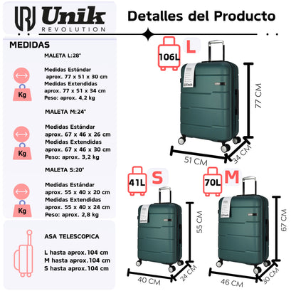 Set rígido de maletas con TSA Lock | Set Rígido, Expandible y con 4 Ruedas Dobles | Vigo