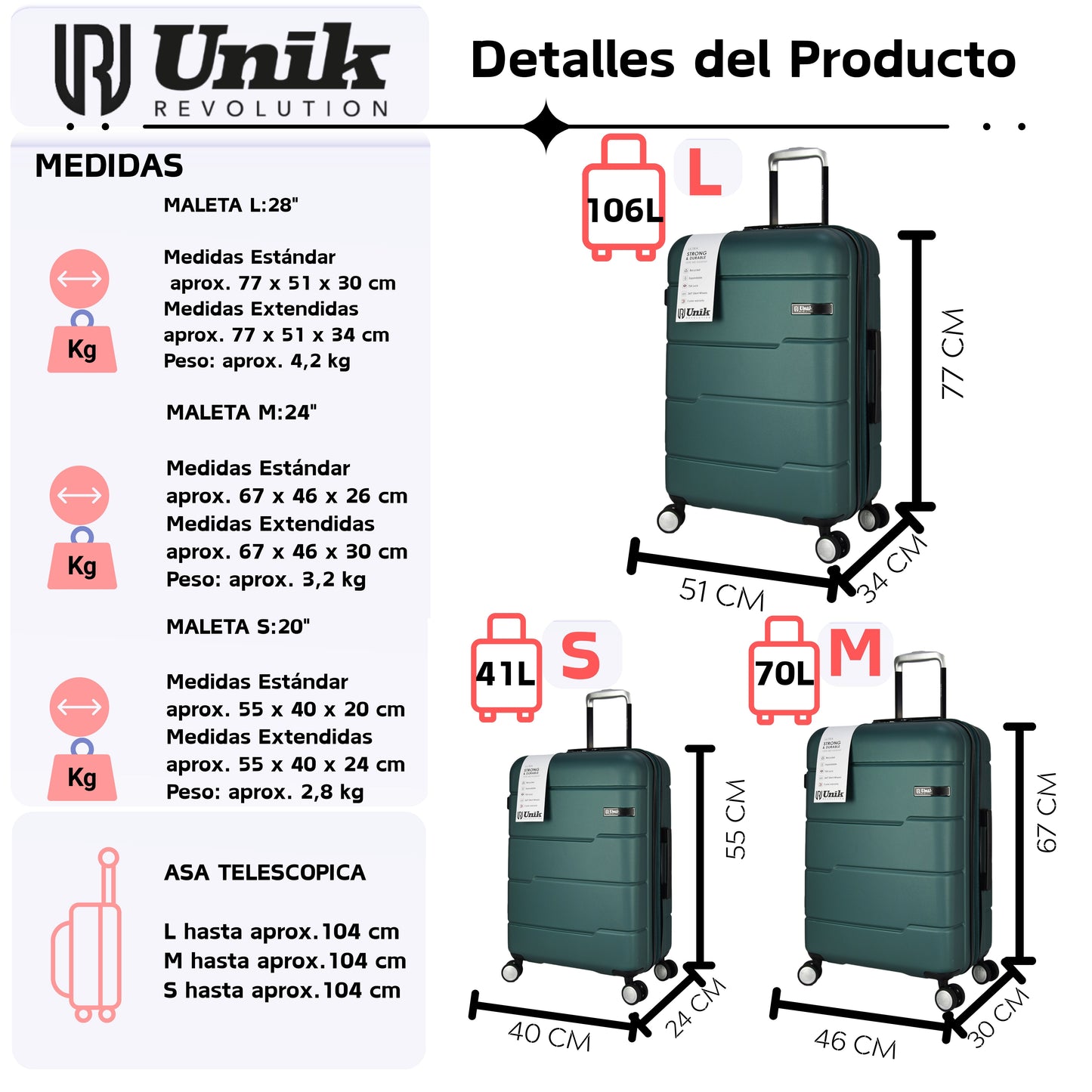 Maleta Mediana Vigo 67cm | Expandible con TSA y Hecha de Material Reciclado