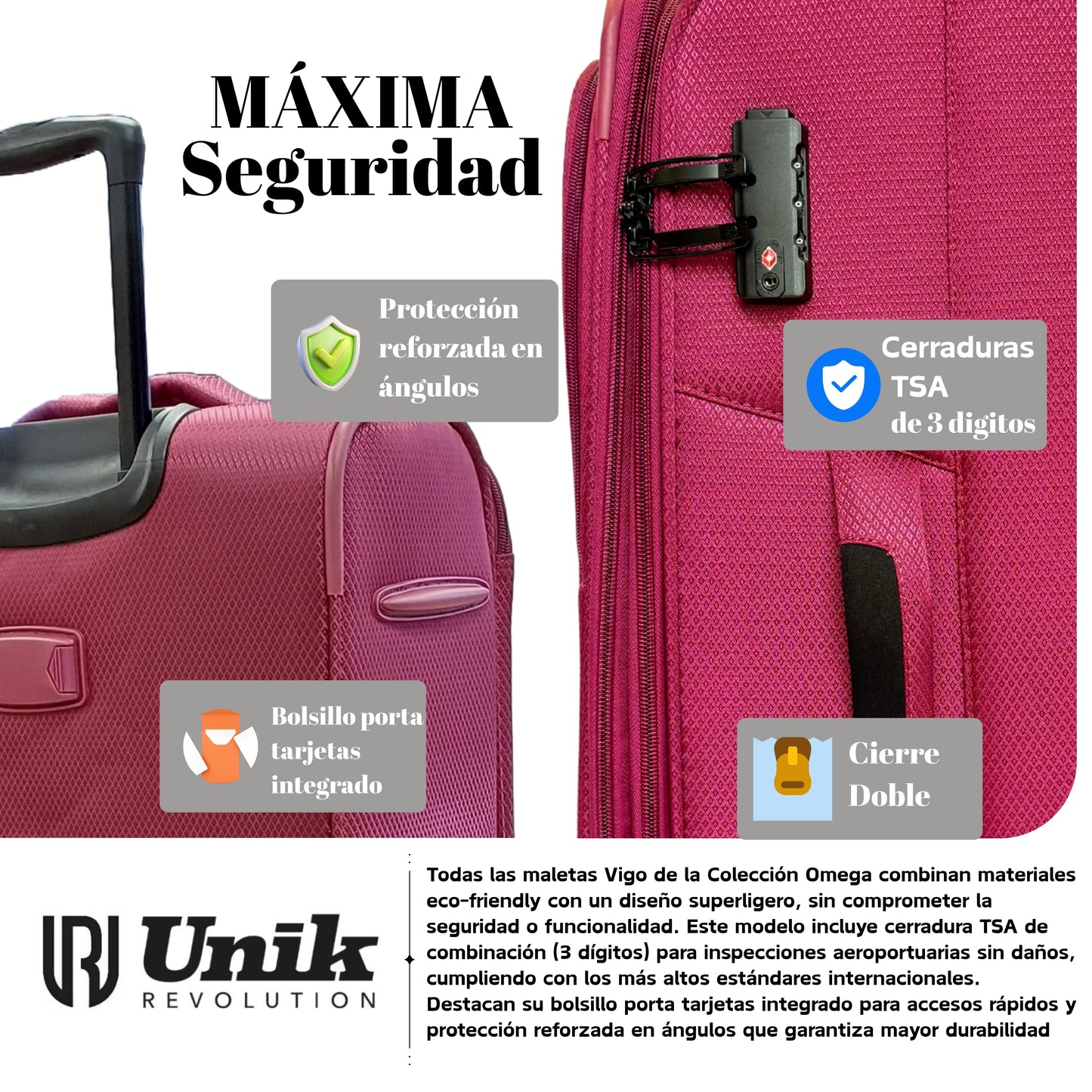 Maleta de Cabina 55x40x20 CM | Equipaje de Mano Ligero con TSA