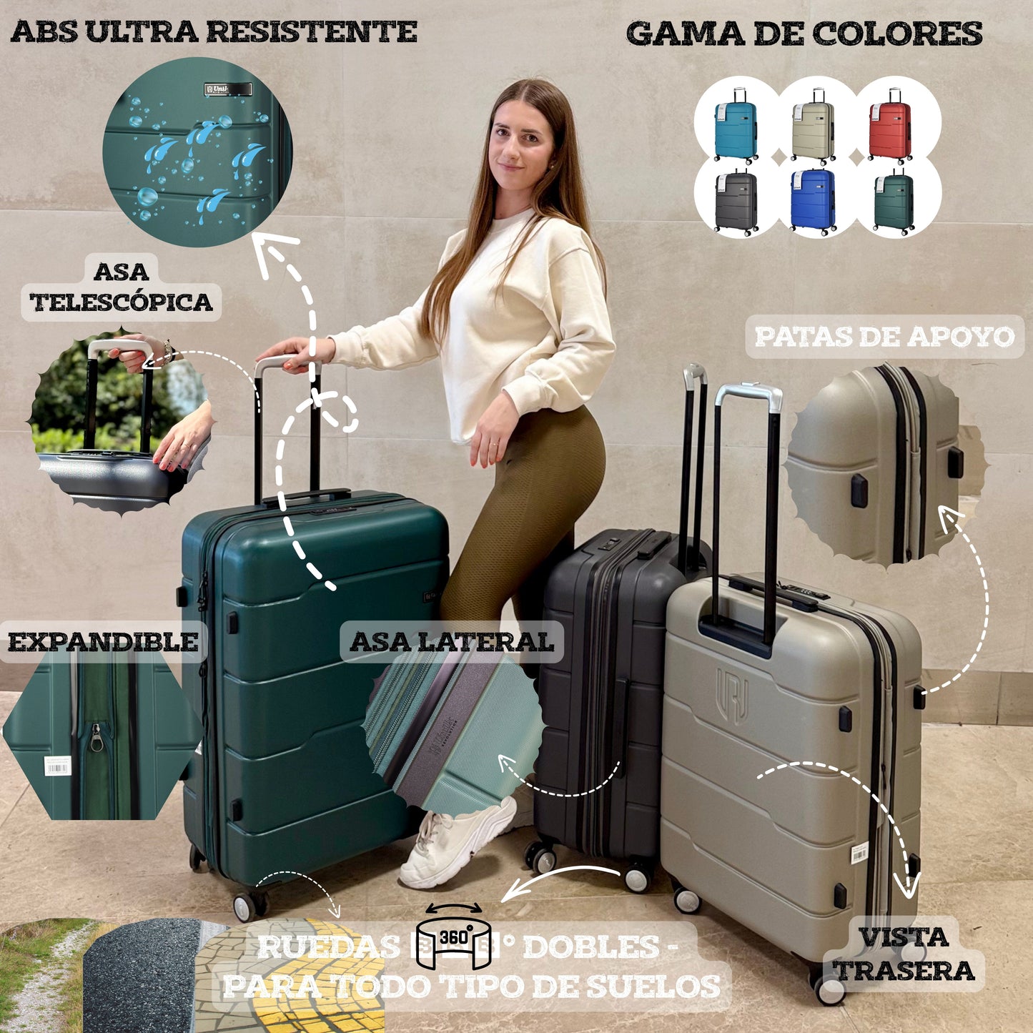 Maleta Grande Vigo | Equipaje Facturado 77cm | Expandible +20% | TSA | 4 Ruedas 360° | ABS Premium