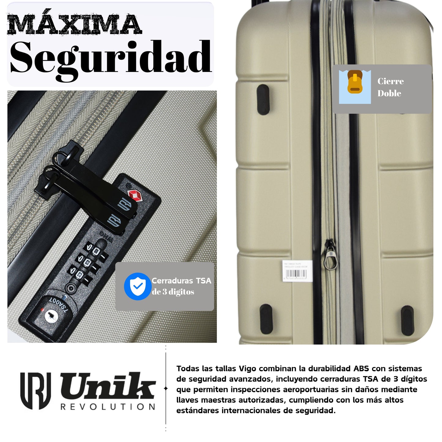Maleta de Cabina 55x40x20 Expandible Vigo | Rígida 4 Ruedas TSA | 6 Colores