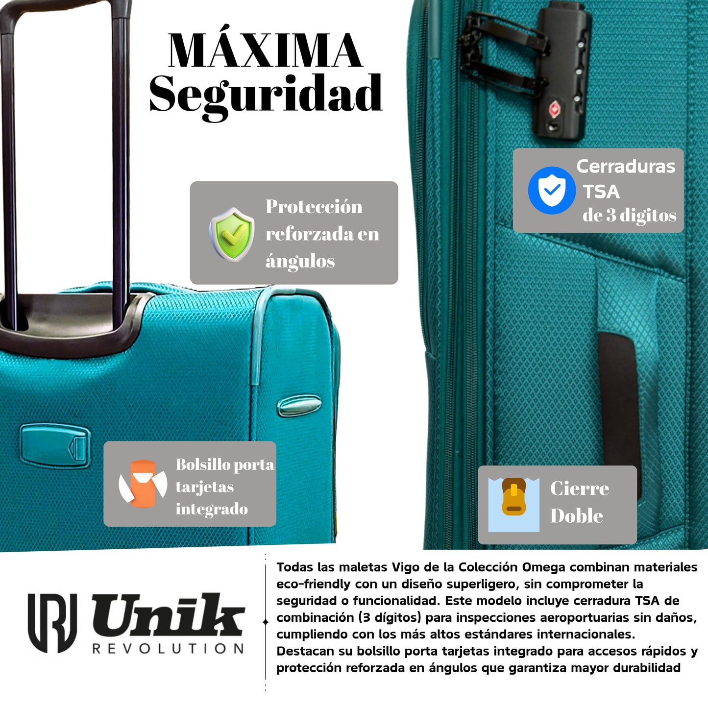 Juego de 3 Maletas Nylon | Set 20", 24", 28" con 4 Ruedas y TSA