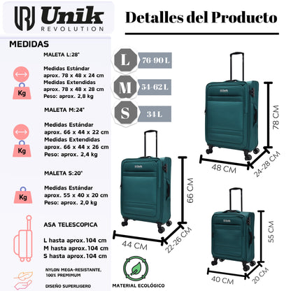 Maleta de Mediana Nylon Extensible 68CM | Cerradura TSA