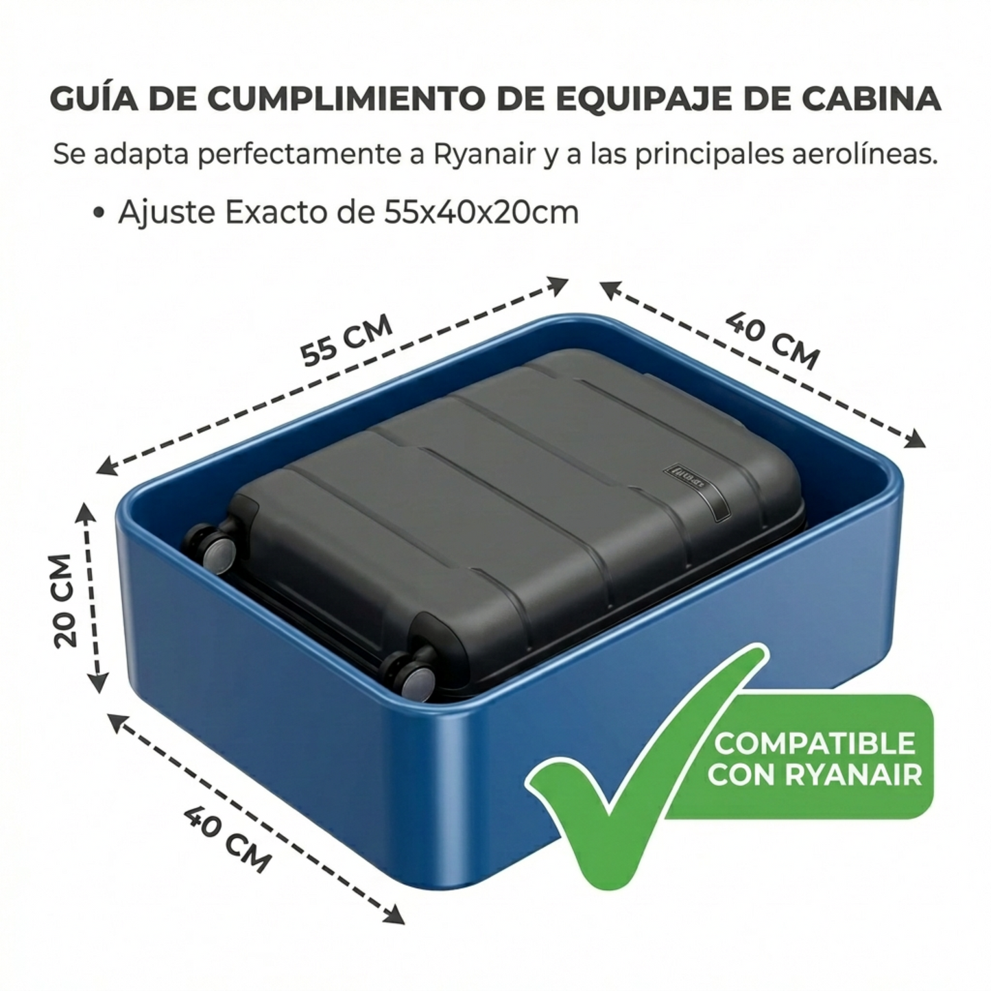 Maleta de Cabina 55x40x20 Expandible Vigo | Rígida 4 Ruedas TSA | 6 Colores