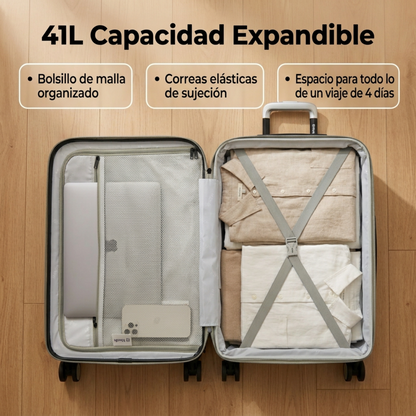 Maleta de Cabina 55x40x20 Expandible Vigo | Rígida 4 Ruedas TSA | 6 Colores
