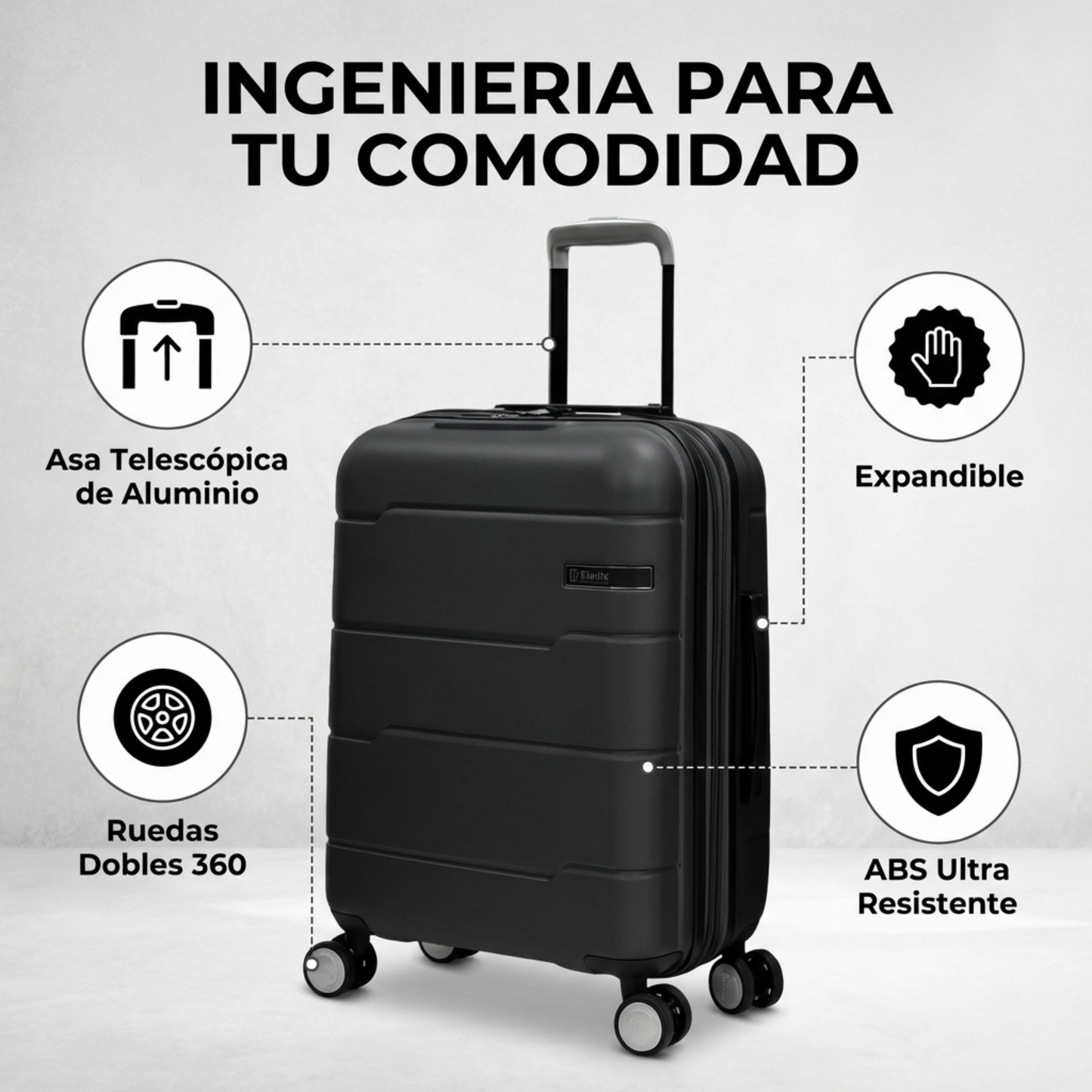 Maleta de Cabina 55x40x20 Expandible Vigo | Rígida 4 Ruedas TSA | 6 Colores