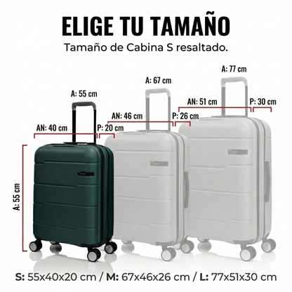Maleta de Cabina 55x40x20 Expandible Vigo | Rígida 4 Ruedas TSA | 6 Colores